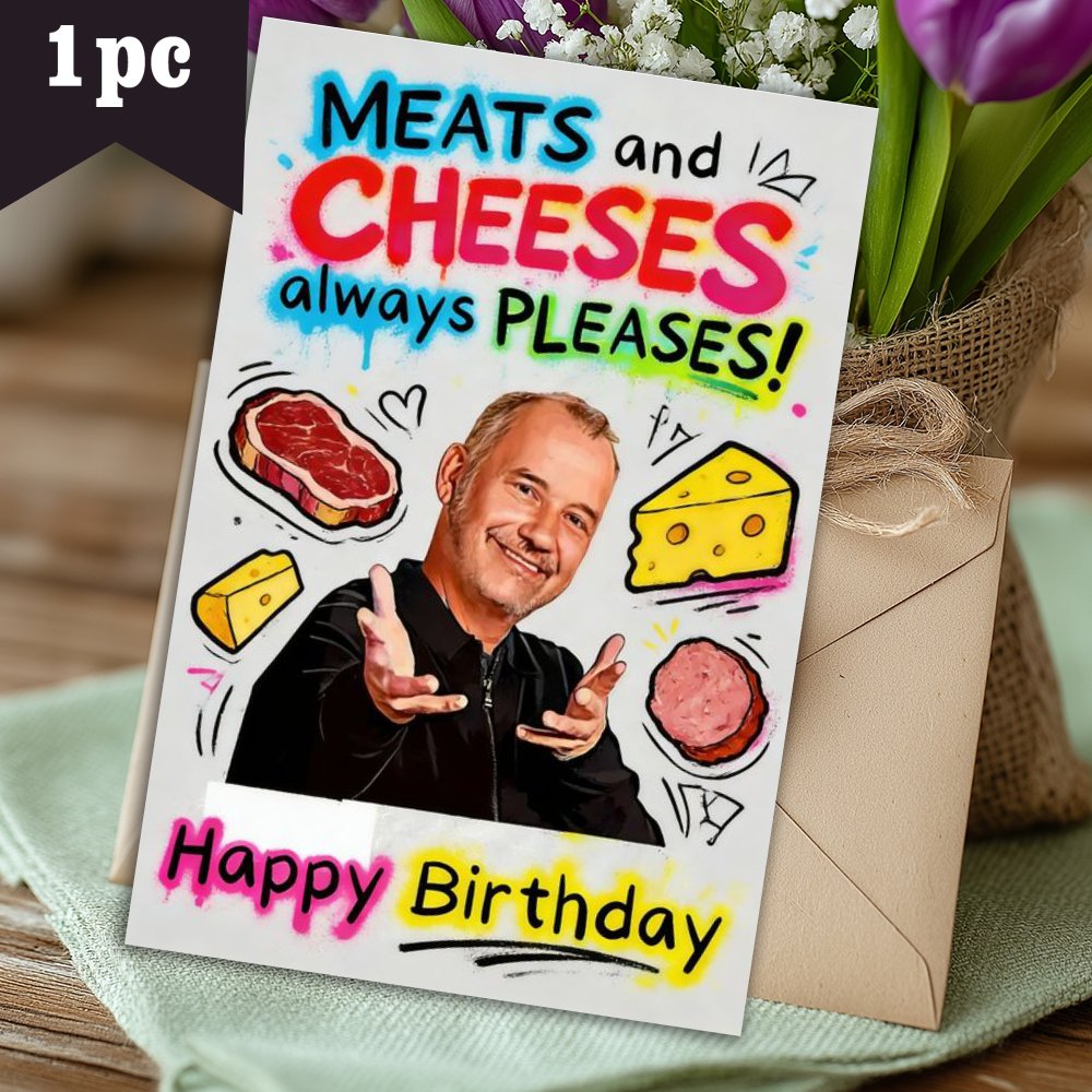 TEMU 1pc Greeting Card And Envelope, Funny Birthday Card, 1pc Funny Meats And Cheeses Themed Birthday Greeting Card, Unique Gift For Women Men Friend