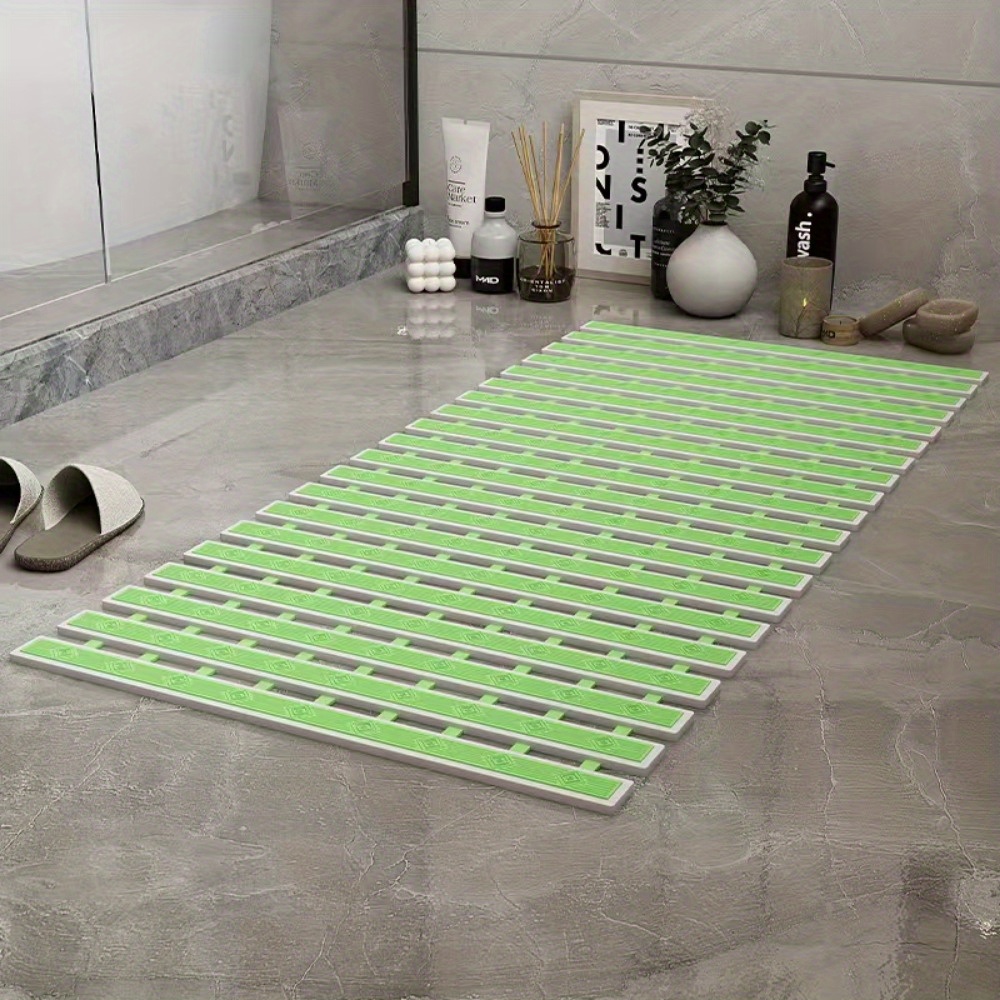 bathroom tpe bamboo board bath mat non slip shower mat with striped design 1cm thick rubber backing 4400gsm durable bathroom floor mat for safety   bathroom mat safety shower mat modern bathroom decor nonslip backing Product details 8