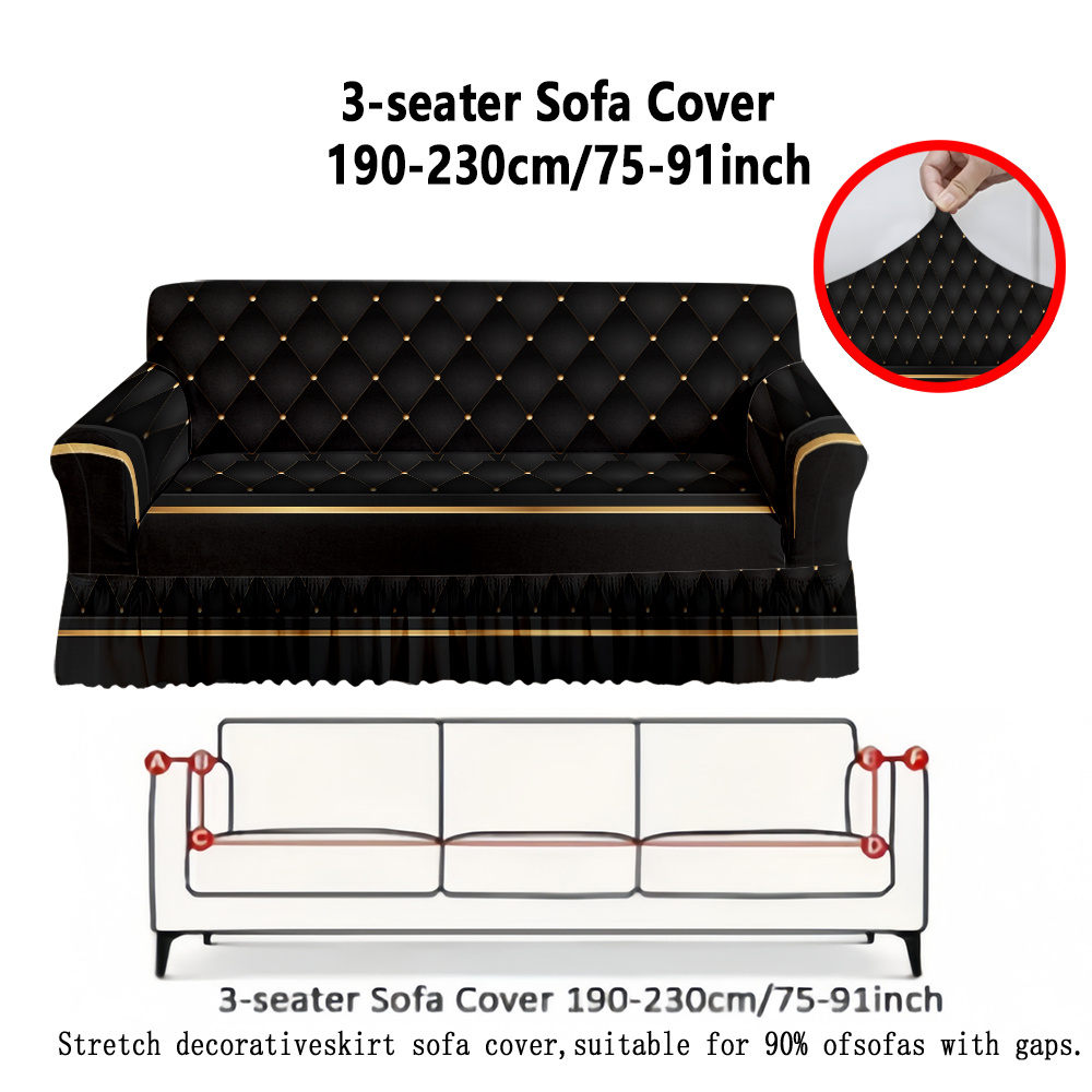 TEMU 1 Housse de canapé style jupe, motif imprimé à texture plate 2D, une jupe unique pour un style de vie libre et créatif, installation facile en