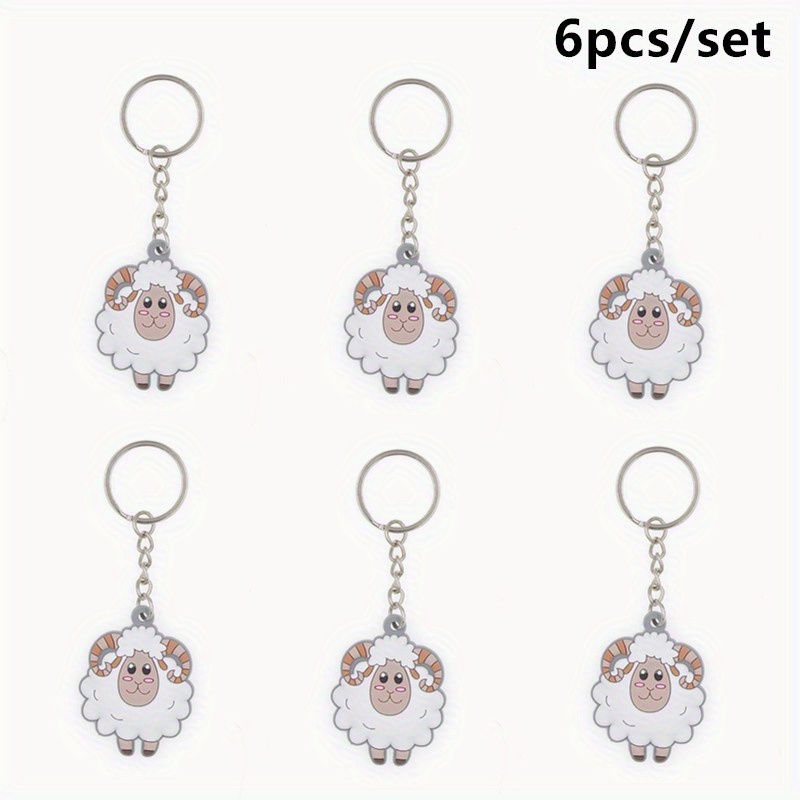 E-shop Geschenk für Sie/Ihn 6er-Pack Silikon Schaf Schlüsselanhänger, Schlüsselringe mit Tiermotiven, vielseitige Feier-Accessoires, für Geburtstag,