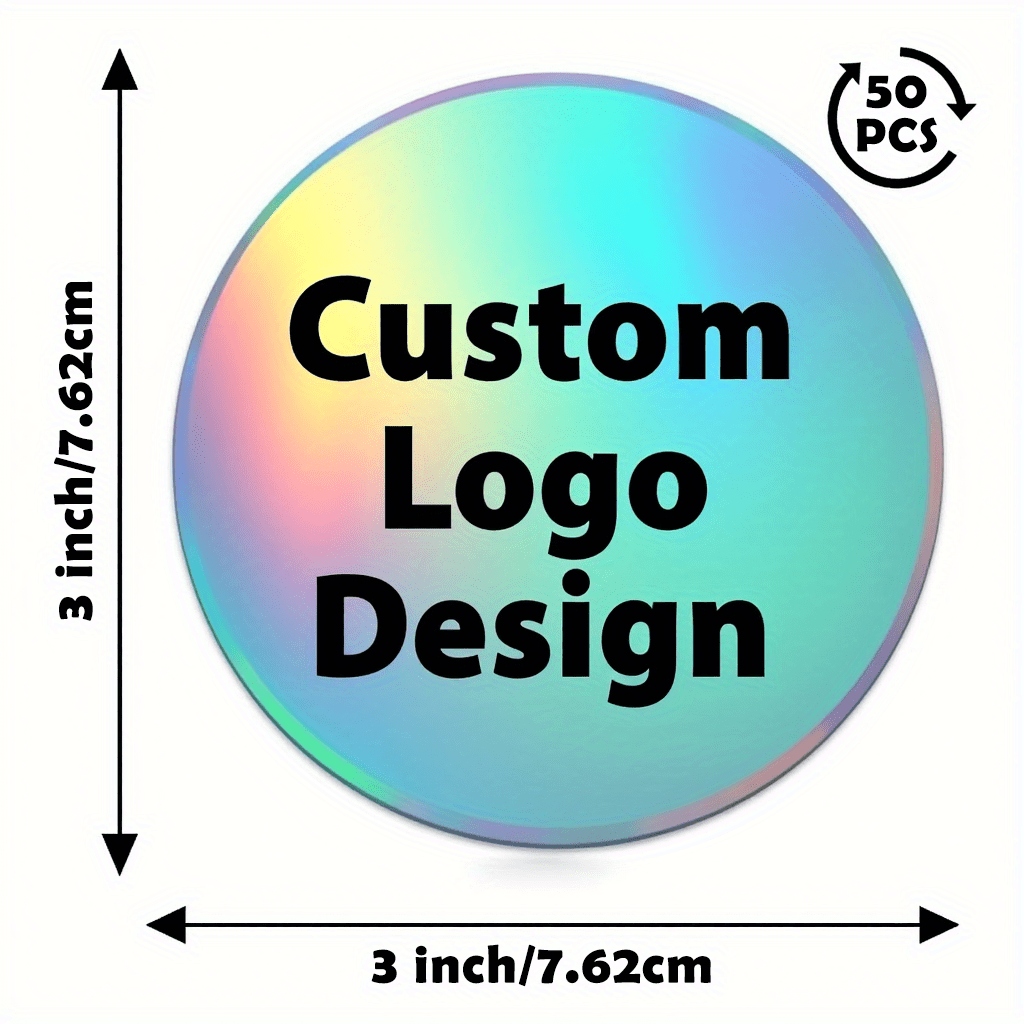 Rainbow Holographic Thank You Stickers, 50/100pcs