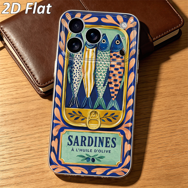 TEMU Phone Case: 2d Flat Sardine Can Illustration Pattern Phone Case, Suitable For Iphone 17, 17 Air, 17 Pro, 17 Pro Max, 16, 16 Plus, 16e, 15, 14,