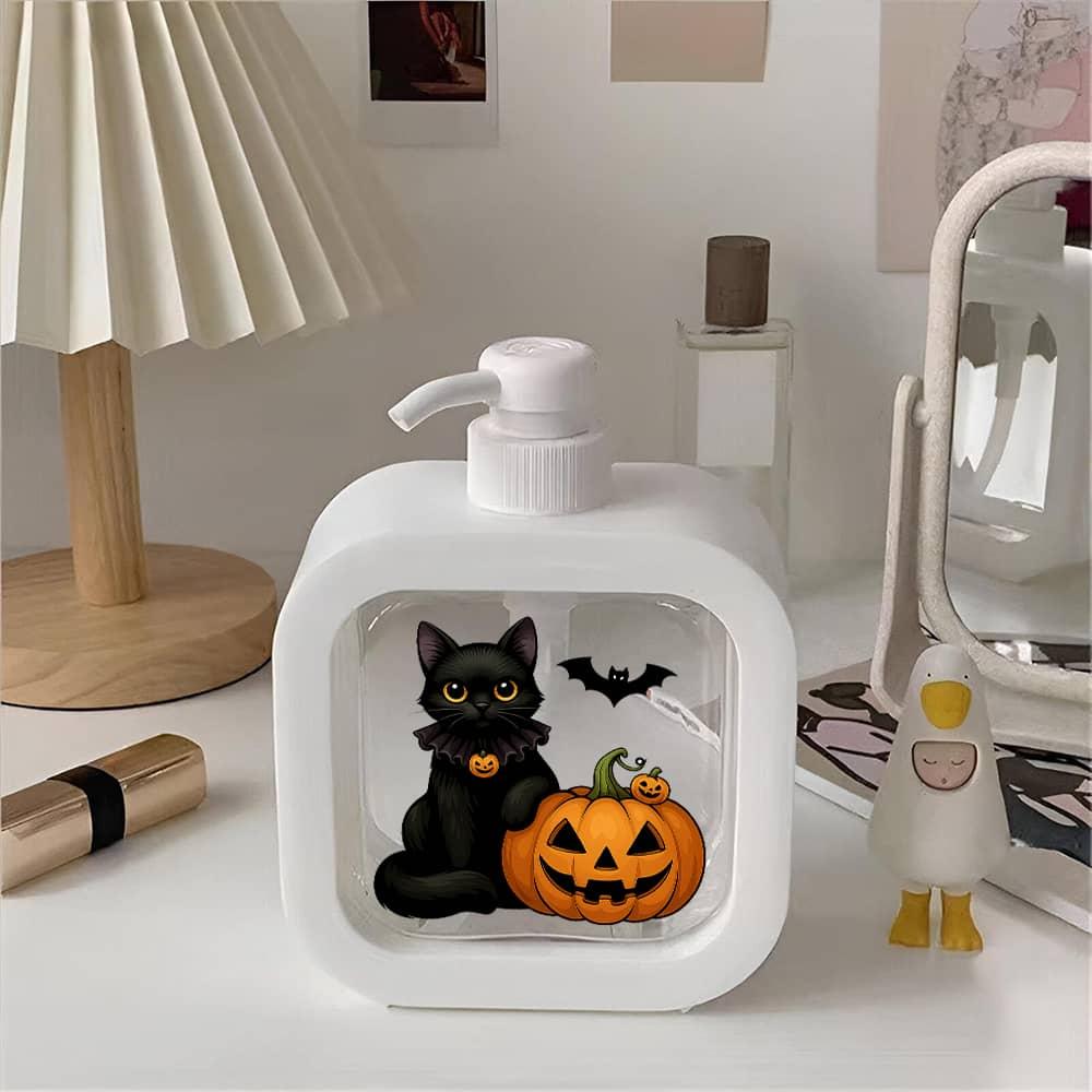 TEMU Halloween Black -o'-lantern Soap Dispenser - Cute Refillable Hand Soap Pump Bottle With Clear Pump Head, Moisturizing Liquid Soap Container