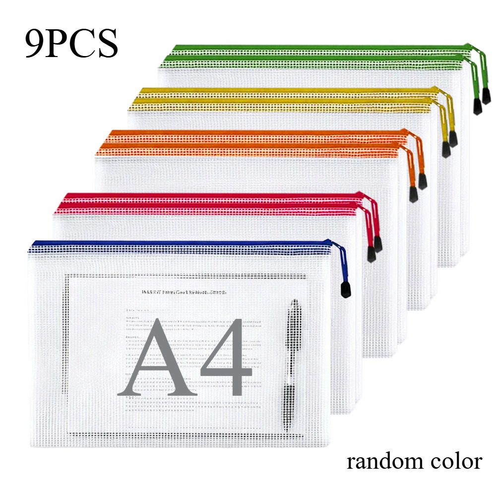TEMU Set da 9 e 18 buste A4 con cerniera, colori assortiti, materiale , resistenti e portatili, ideali per l'ufficio , cancelleria scolastica e