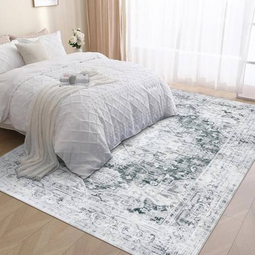 item picture large vintage bohemian distressed rug suitable for living room bedroom wide jumbo floor with backing machine washable floor mat soft thin suitable for large spaces jumbo rectangular rug