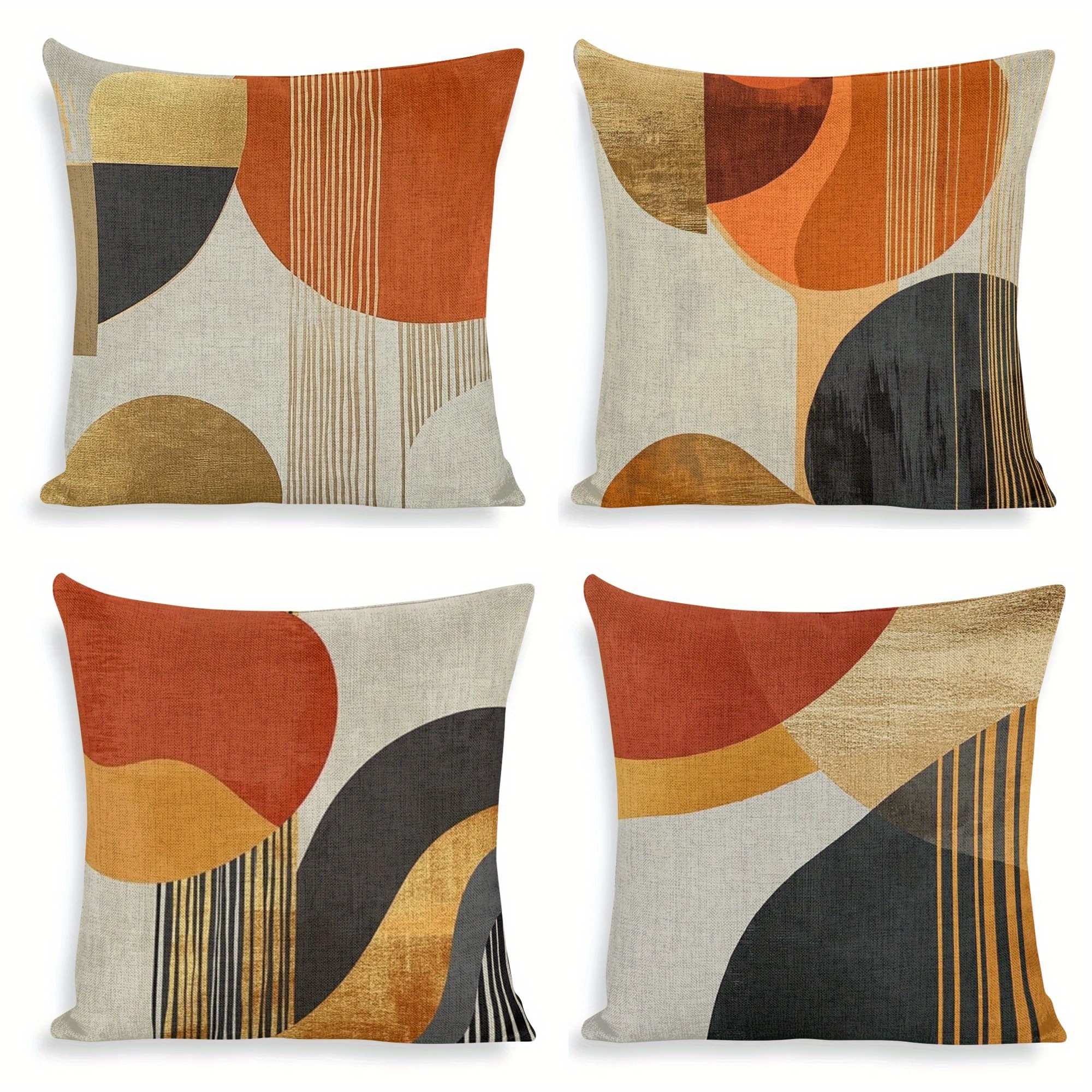4 pack modern abstract geometric pattern pillow covers 18x18 inch double sided print zippered polyester cushion cases for sofa chair bed car living room decor machine washable Product details 1