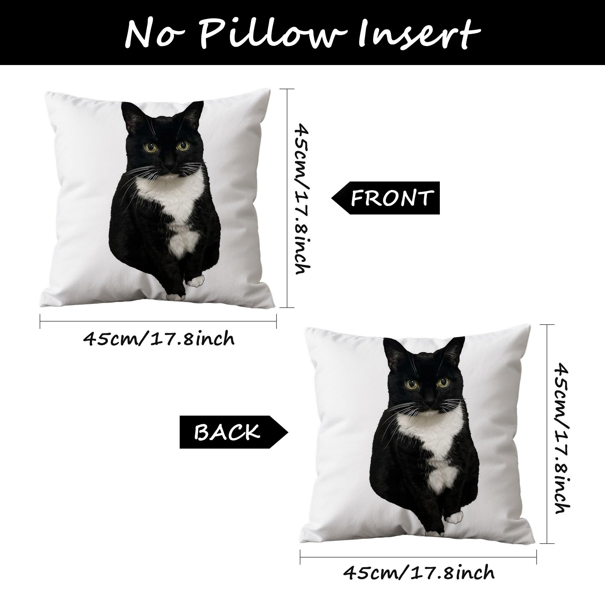 TEMU Black White Tuxedo Cat Christmas Throw Pillow Covers, For Game Room, Bar Decorate Pillowcase, Winter And Decor Products, Soft And , No Pillow