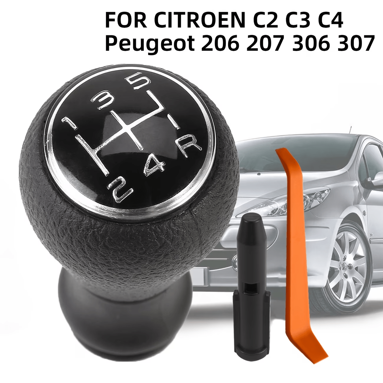 TEMU Kit de pomo de cambio de 5 velocidades manual para C2, C3, C4 y para , 207, 306, 307, adaptador y herramienta de palanca, pieza de repuesto para