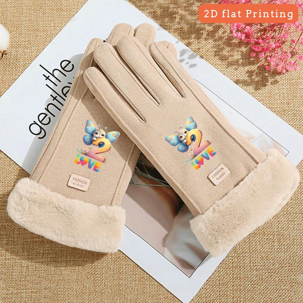 Butterfly Women's Fleece-Lined Gloves with Touch Screen Design