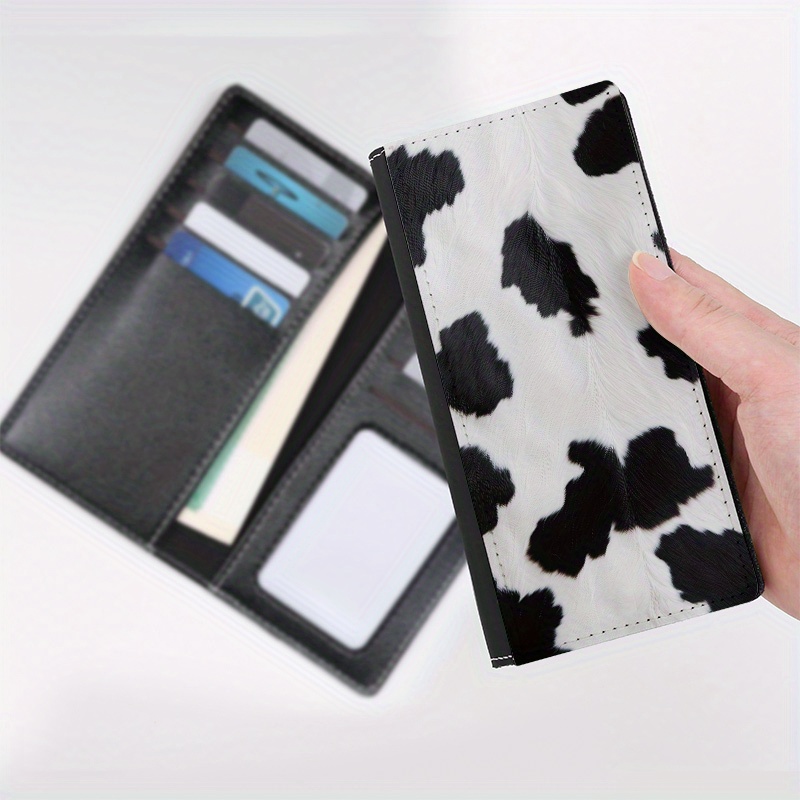 

1pc Chic Cow Print Slim Women' - Leather, 10 Card Slots, Bifold Design, Daily & Fashion Accessory, Ideal Gift For