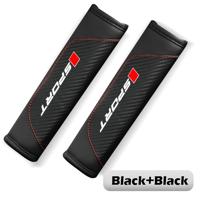 TEMU 2pcs Carbon Fiber Car Seat Belt Pads With Sponge Filling | Universal Faux Leather Shoulder Strap Covers For Most Car Seat Belts