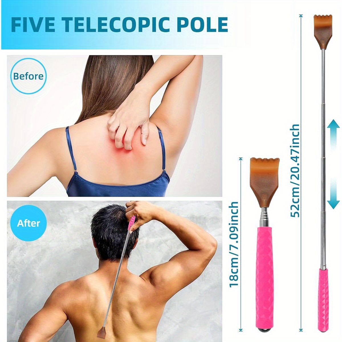 2pcs pink extendable back scratcher with massage ball   for   ideal mothers day hers day birthday gifts for men women and parents massage gifts relaxation tool stylish scratcher comfortable grip Product details 0