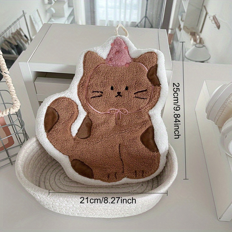 TEMU 1pièce Serviette à main suspendue pour chat , matériau épais en polaire de , haute absorbance, style moderne, tissu 4000gsm, idéal pour de bain