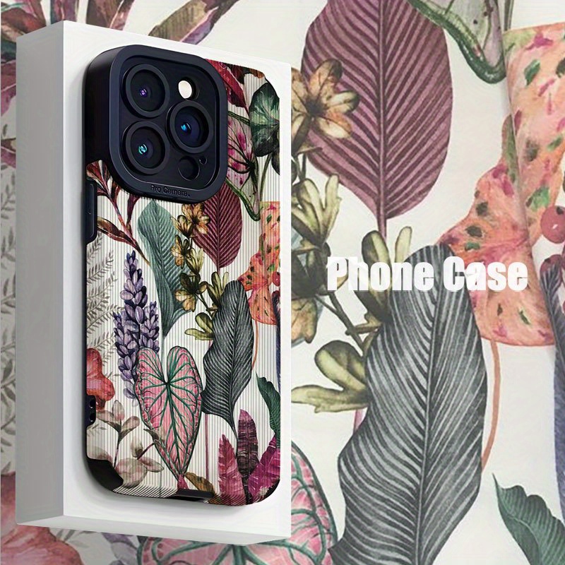 TEMU Phone Case - Retro Tropical Plant Patterns Suitable For Tpu Cases For Iphone 16 Pro Max, Compatible With For Iphone 15 Pro Max/14/16 Plus/15/13
