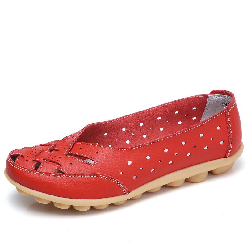 2026 new   style size 44 birds nest hole shoes flat womens summer casual loafers shoes for middle aged and elderly women women shoes