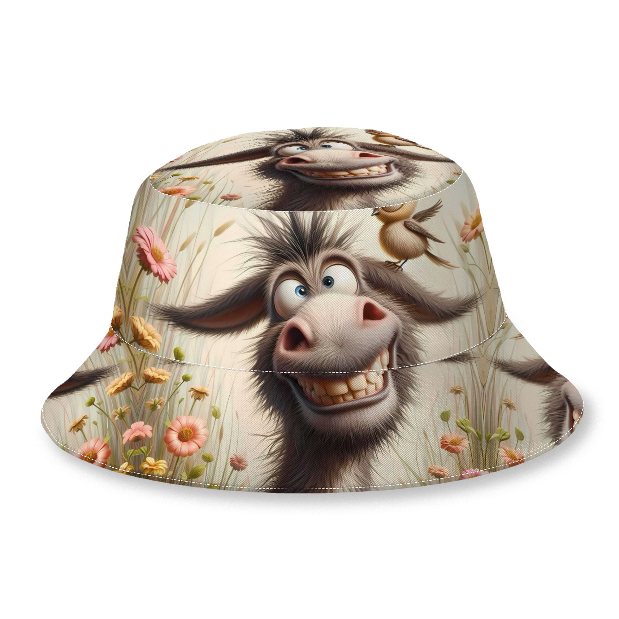 TEMU Donkey Men's Novelty Bucket Hat Stylish Fun Support Hat, Printed Sun Hat Unisex Fisherman Hat Perfect For Parties And Outdoor Activities