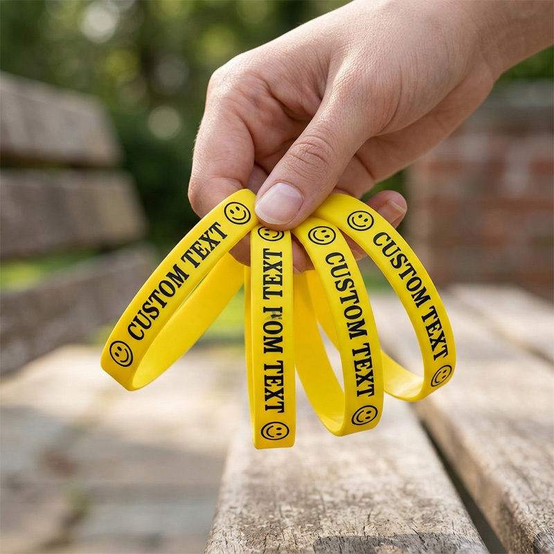 100pcs Custom Silicone Wristbands with Double Patterns, Customizable Text