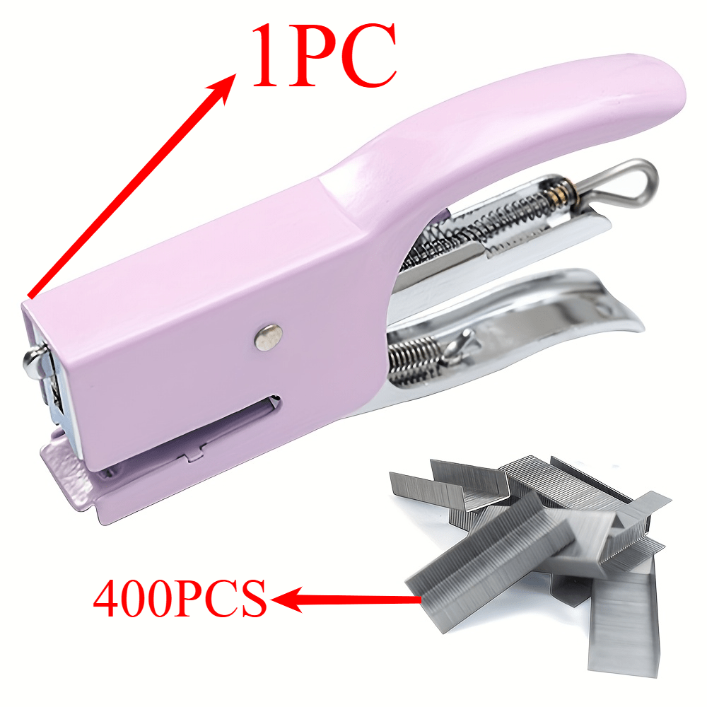 TEMU 1 stapler + 400 stuzzicadenti, macaron e elegante stapler portatile per uso ufficio