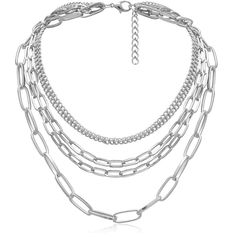 TEMU 316l Stainless Steel Multi-layered Chain Necklace For Ladies, Layered Necklace, Suitable For Daily Wear And Parties