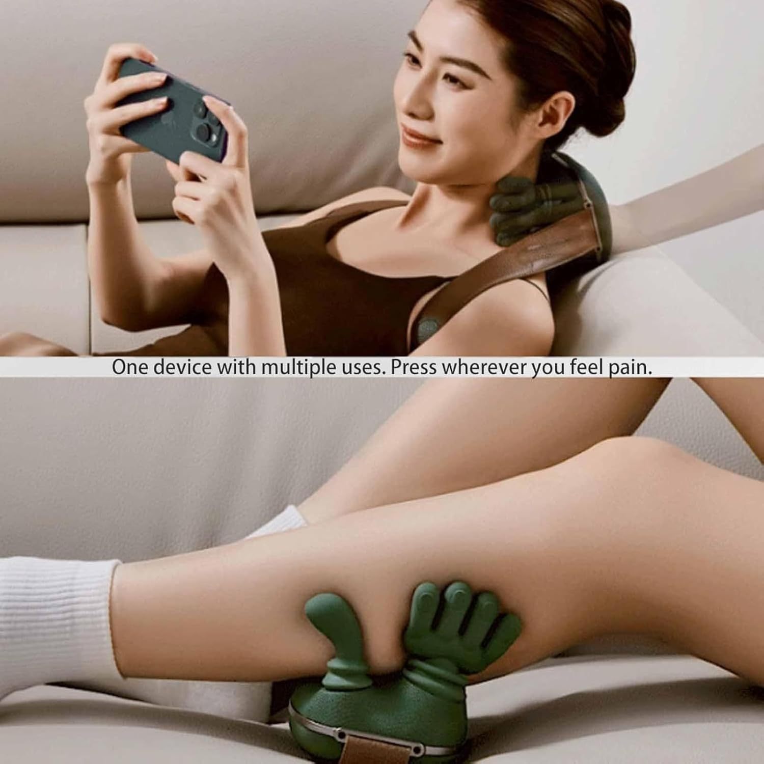 electric massager for shoulder neck portable deep tissue massager with 3d kneading massage unit plug in operation suitable for women men moms and dads green Product details 5