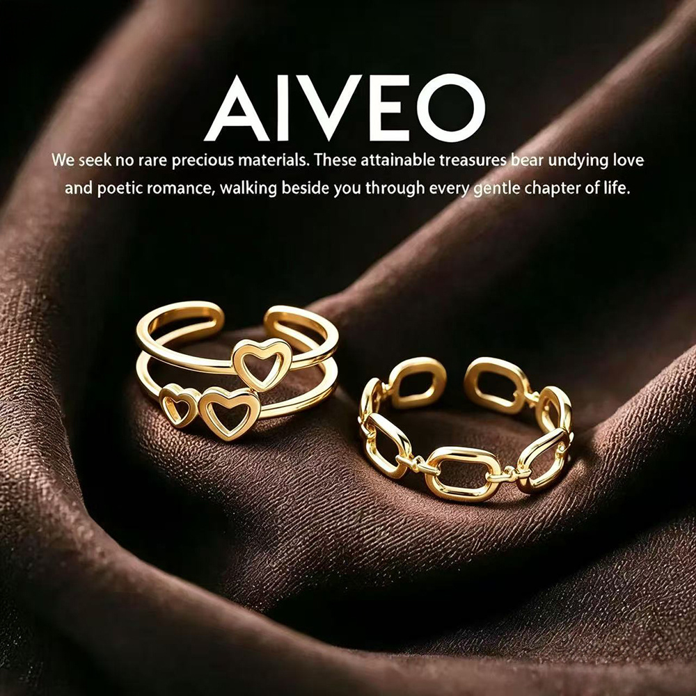 2pcs High-Quality Stainless Steel Golden Stackable Open Ring Set