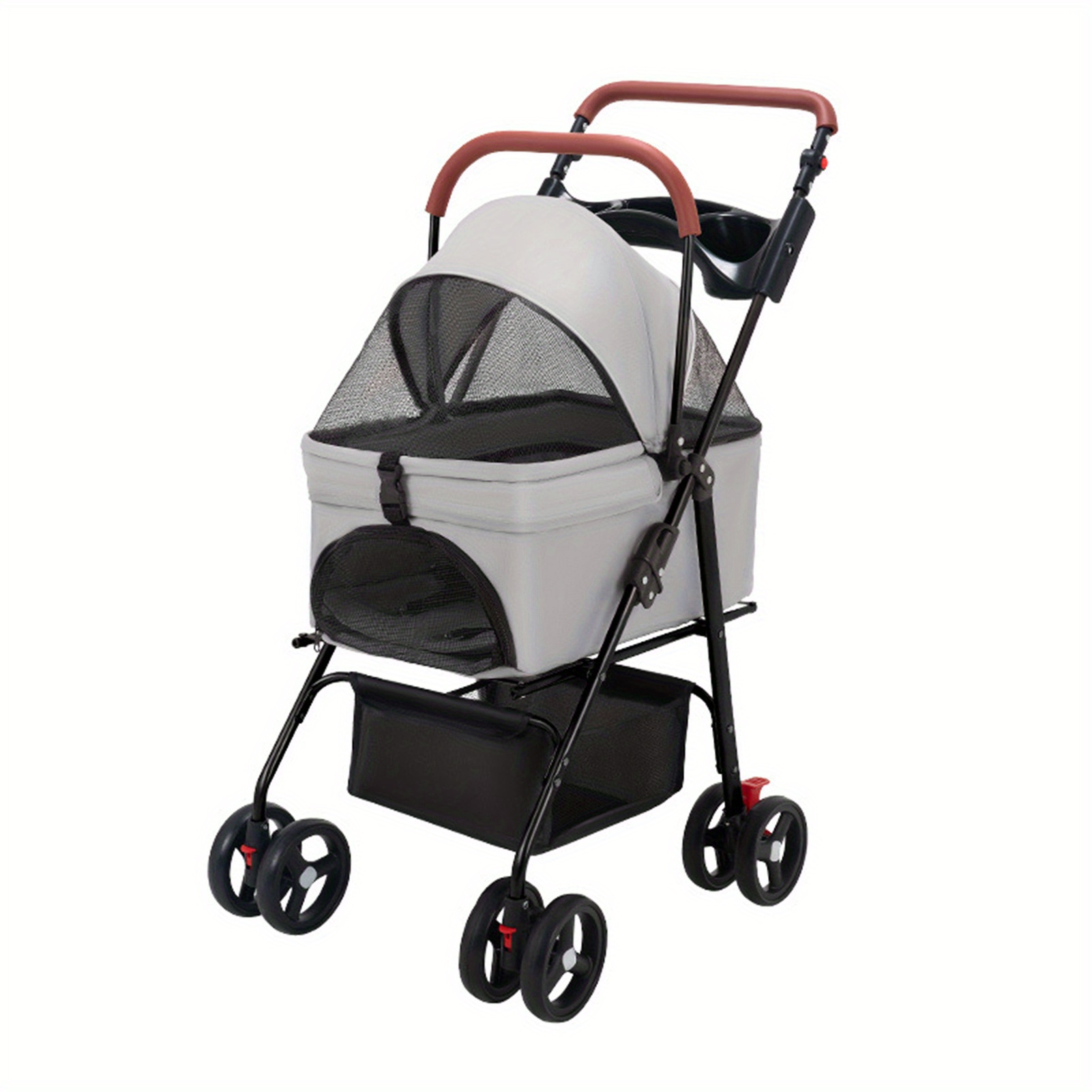 Lightweight Folding Pet Stroller For Small Dogs And Cats - 4-wheel Travel Carrier With Metal Frame & Oxford Fabric, Portable Design For , Dog Stroller