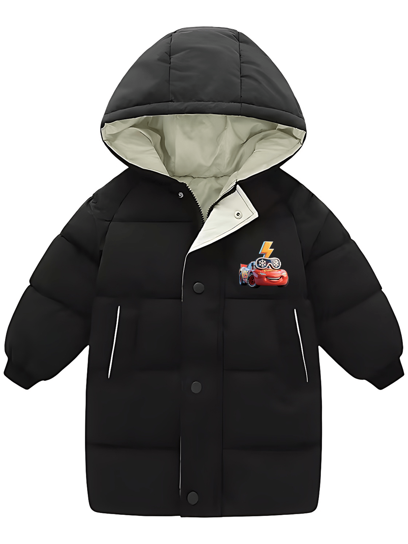 1pc Disney Unisex Winterjack - Zacht Warm Polyester-gevulde Jas met Capuchon