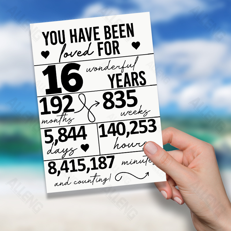 

1pc Alleng Sweet 16th - Greeting , 16 Years , Time , For Teen' Day