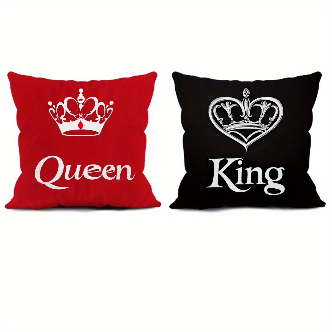 E-shop 2er-Set/1 Stück Rot-Schwarze Krone Einseitig Bedruckter Kissen-Sofabezug - Pfirsichhaut-Samt Kissenbezug 45*