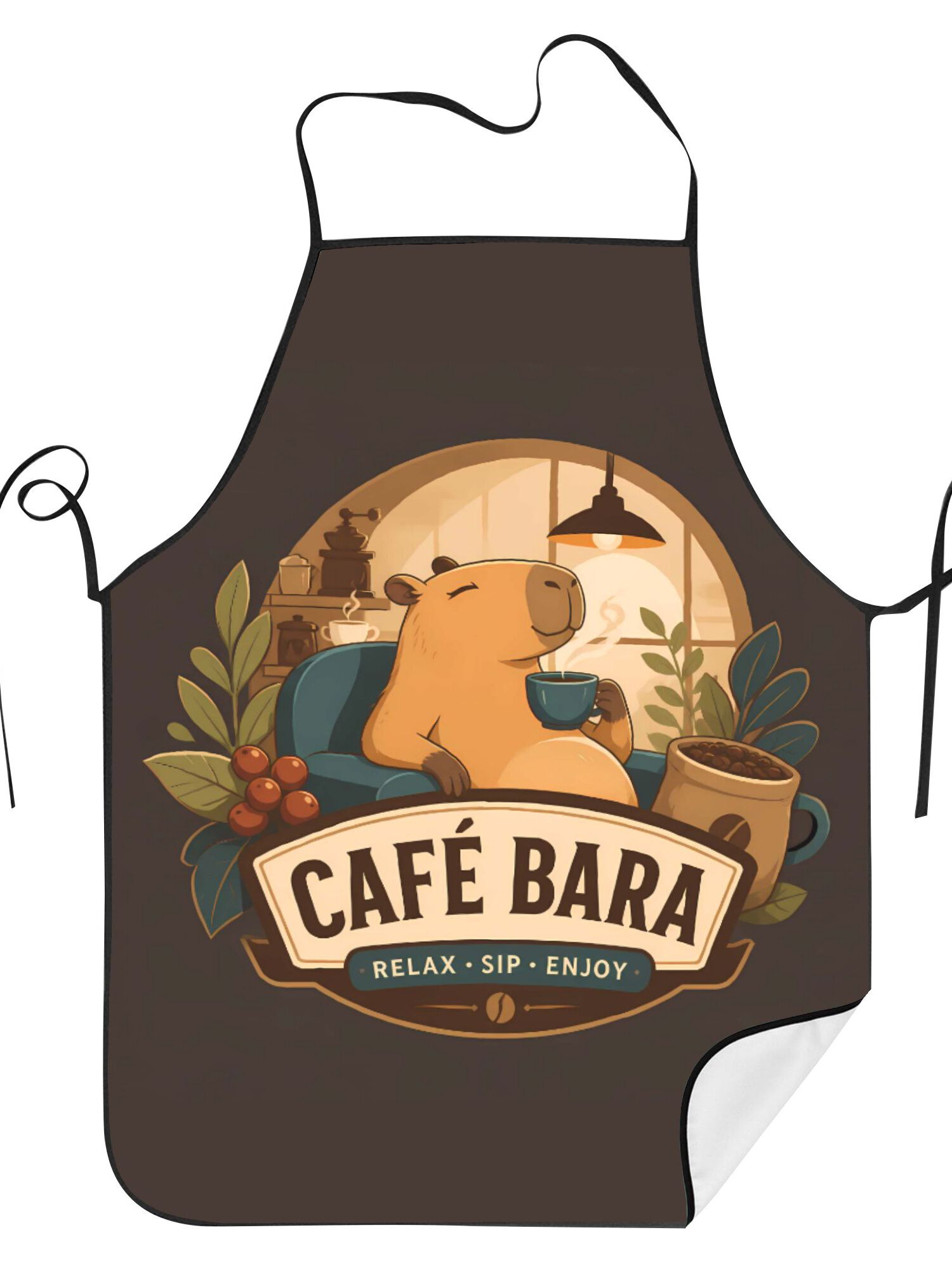 2  design capybara   pattern cooking apron adjustable straps   wear novelty gift item