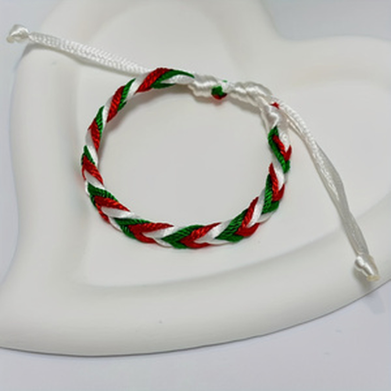 TEMU braccialetto fai-da-te in stile western, design casual facile, cordino da polso, braccialetto trendy e verde per Natale