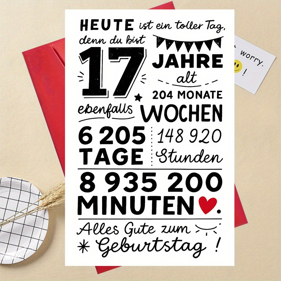 1pc Funny Gift - 17th Birthday Greeting Card, Unique Milestone Celebration Gift For , Special Keepsake For Sister, Brother, Son, Daughter - Happy Seventeenth Birthday