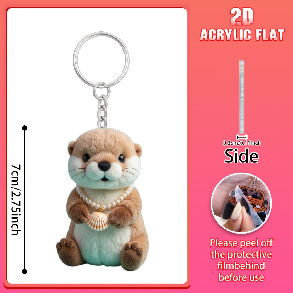 TEMU [2d Flat] [2d Flat] 2d Plane - 1 Exquisite "cartoon Cute" Acrylic Keychain - Durable Decorative Gift, Suitable For Decorations For Birthday