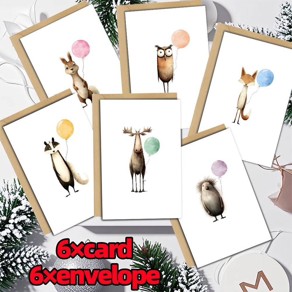 12pcs fun birthday card set blank watercolor animal pattern cards with envelopes suitable for   occasions such as note cards and   cards
