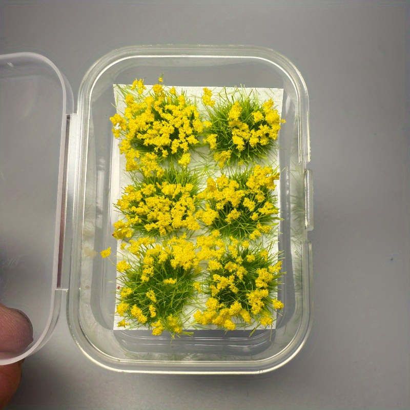 6pcs Model Mini Flower Clusters, Artificial Grass Clusters (with Adhesive Backing, Ready To Stick) Yellow Pink Multi-colors Optional, For Micro Landscape Decorations