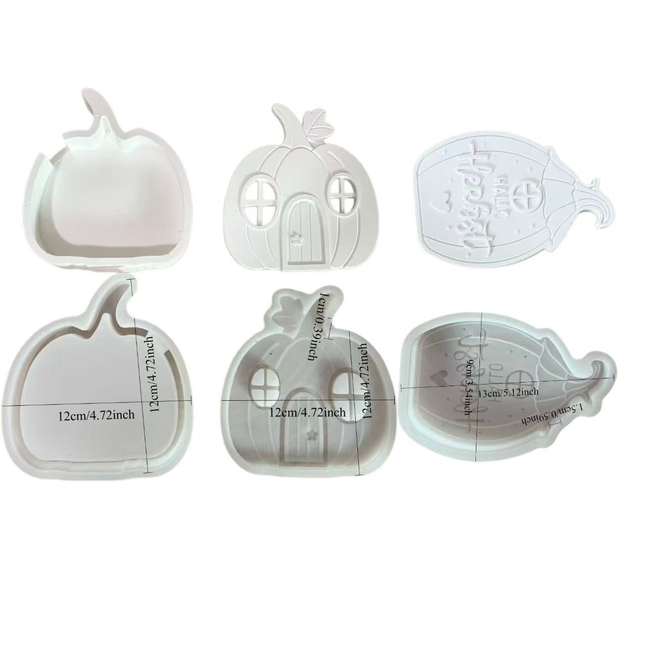 Image of 3pcs Pumpkin Set Silicone Mold For Plaster And Candle Making (halloween)