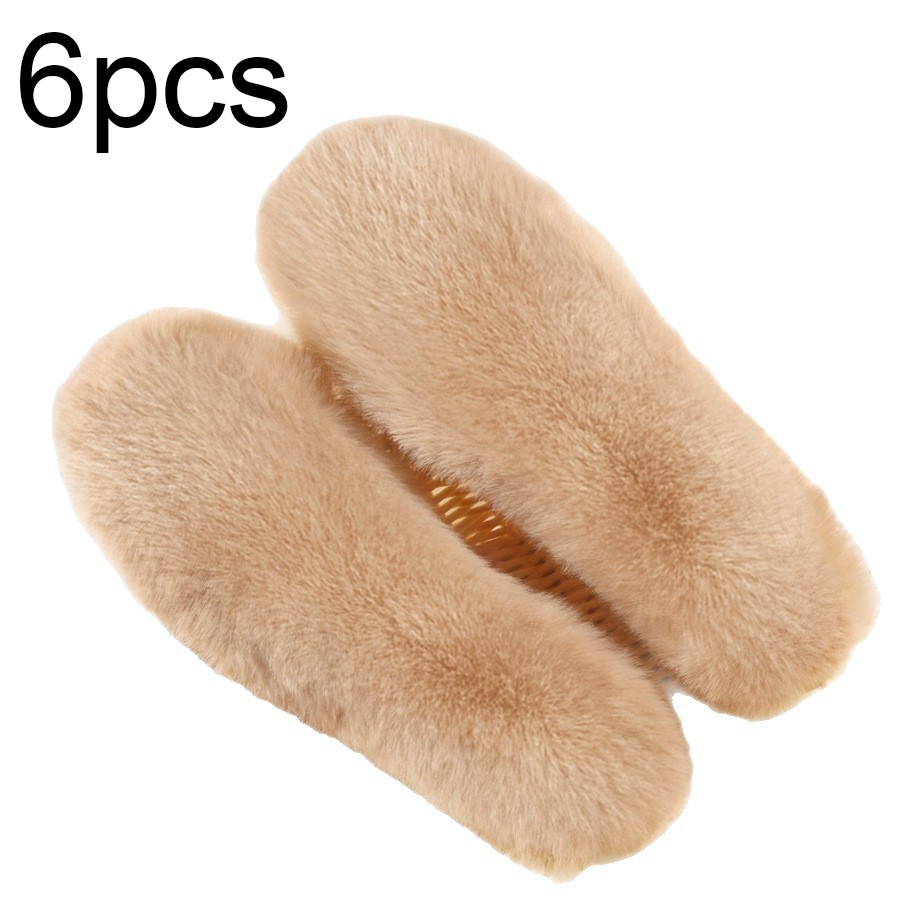 6pcs Thick Warm Suede Insole, Unisex, Super Soft Plush Texture, Warm, Breathable, Sweat Absorbing, , Suitable For Winter Slippers, Boots, Etc., And Store