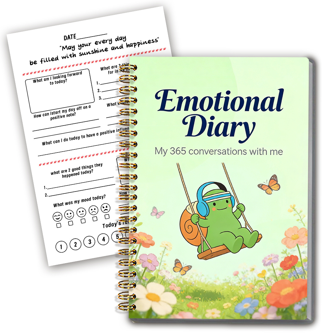 TEMU 1 Emotion Diary, Spiral Bound, A5 Size, 100 Pages, Expandable, Design Notebook, Psychological Growth Manual, Daily Reflection Journal, × 14cm