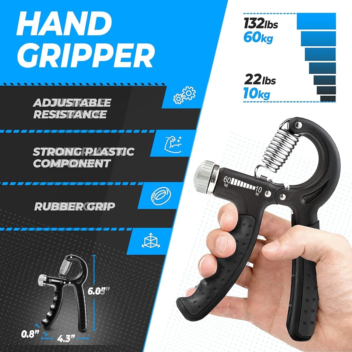 5-pack hand grip strengthener kit - adjustable   forearm exerciser,   & stress relief grip ball for athletes, durable iron construction, white/black, ideal for sports training & relaxation Product details 3