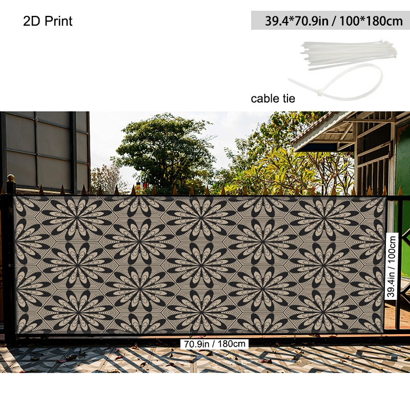 2d flat 2d flat 2d flat 1pc railing decoration courtyard decor geometric floral decorative fence outdoor decor terrace privacy screen party backdrop suitable for balcony courtyard backyard outdoor porch railing   tying straps