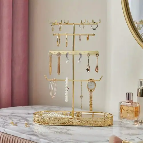 Portagioie a 4 livelli, Scatola Organizzatore per Gioielli in Legno, con Cassetti, Rivestimento in Velluto, per Anelli, Orecchini, Bracciali, Collane Portagioie a 4 livelli, Scatola Organizzatore per Gioielli in Legno, con Cassetti, Rivestimento in Velluto, per Anelli, Orecchini, Bracciali, Collane