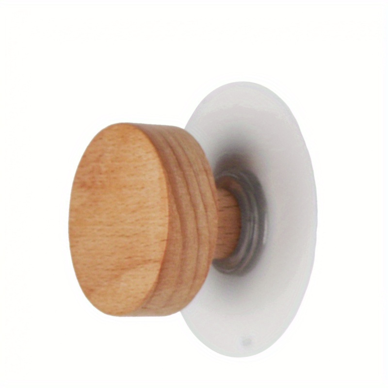 Image of 2 Wooden Adhesive Wall Hooks, Geometric Wall Hooks For Hanging Coats, Hats, Scarves, And Towels In The Bedroom, Creative Self-adhesive Wooden Handle Hooks, Suitable For Cabinet Doors, Utility Hooks