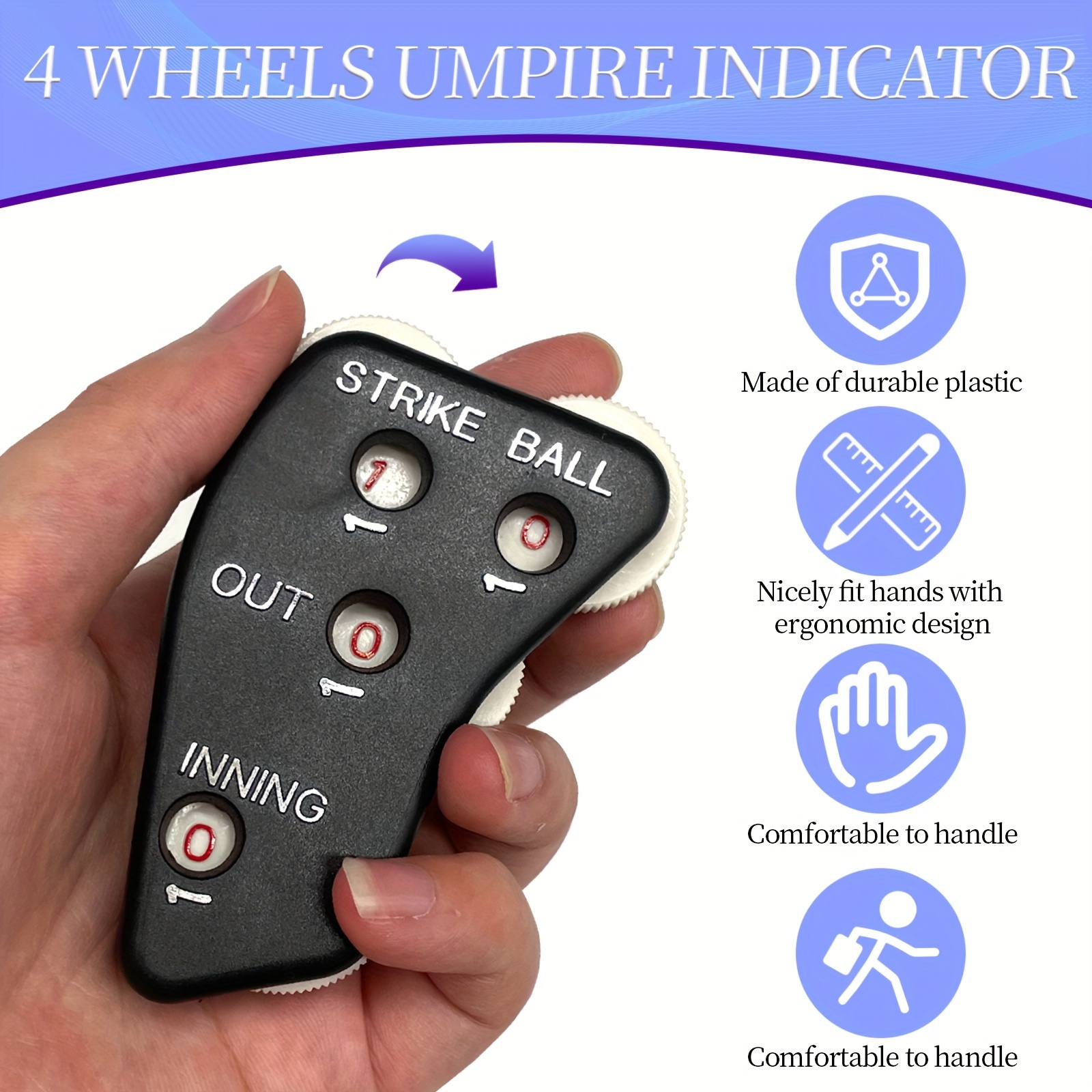 

1pc Abs Baseball Umpire Indicator - Ergonomic Handheld Scorekeeper With Smooth , Uncharged, For & Sports Events