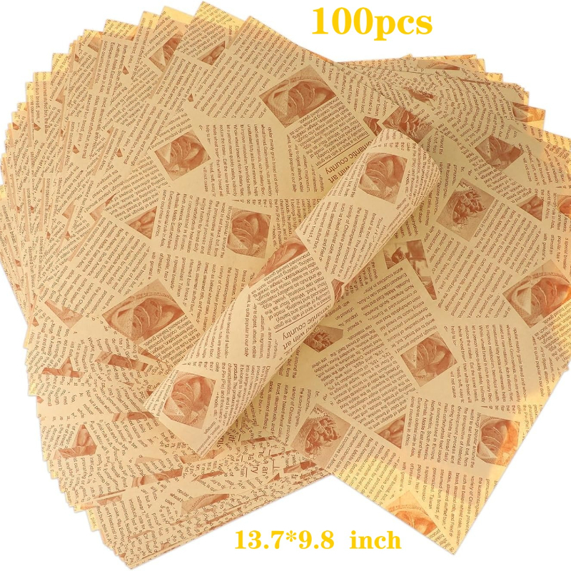 Image of 100pcs X 9.8 Inches Disposable , Oil-absorbent Paper, Food Material, Suitable For , , Pizza And Other Fried Foods Packaging, Food Packaging And Lining, Wax Paper