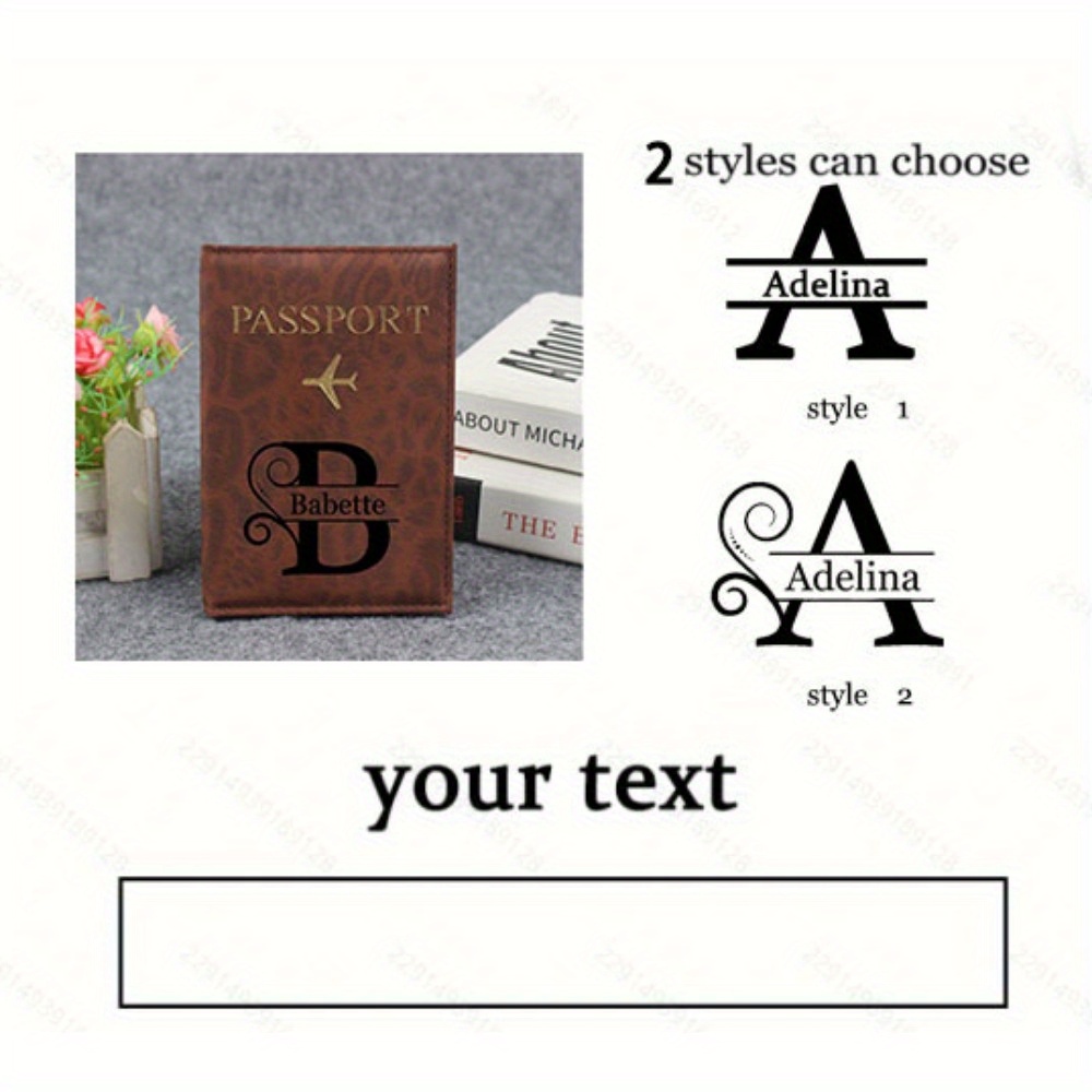 TEMU Personalized Passport Holder - Custom Name & Initials (e.g , ) - Elegant Brown & Pink Travel Wallet - Passport Protector Case - Birthday,