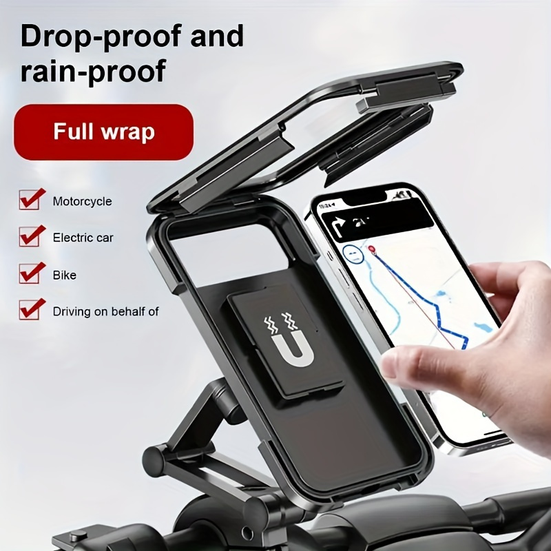 

Support universel étanche pour téléphone de moto, ajustable à 360°, aux chutes, étanche à , en PVC, compatible avec les GPS, convient aux appareils de 4.8 à 7 pouces, noir