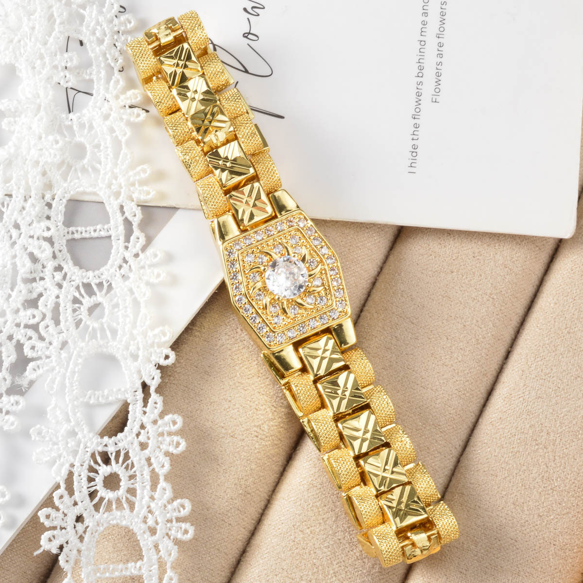 Middle Eastern-Inspired Zirconia Watch Strap & Copper Bracelet