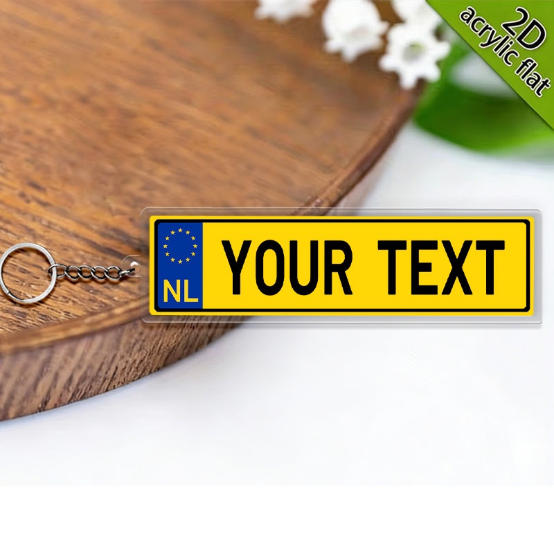 TEMU 2D Plat, 2D PLAT 1 stuk, Gepersonaliseerde Nummerplaat Acryl Sleutelhanger, Sleutelringen, Springringen voor DIY Sleutelhanger, Kleine