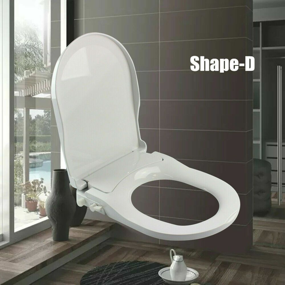 Image of D-shaped Non-electric Smart Toilet Seat Cover With 3 Washing Holes.