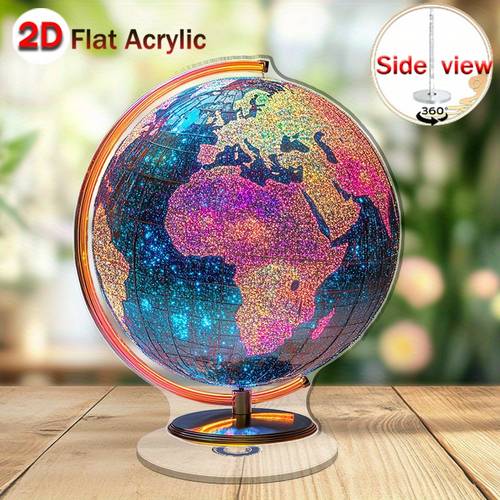 2d flat rotating desk decor with 360 spin base colorful suitable for home office use free operation modern flat acrylic art piece for study conference room or travel themed decoration 2d flat